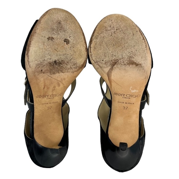 Jimmy Choo Max Was Zipper Sandal Bootie Black Waxed Suede Women's US 6 EU 37 - Picture 11 of 11